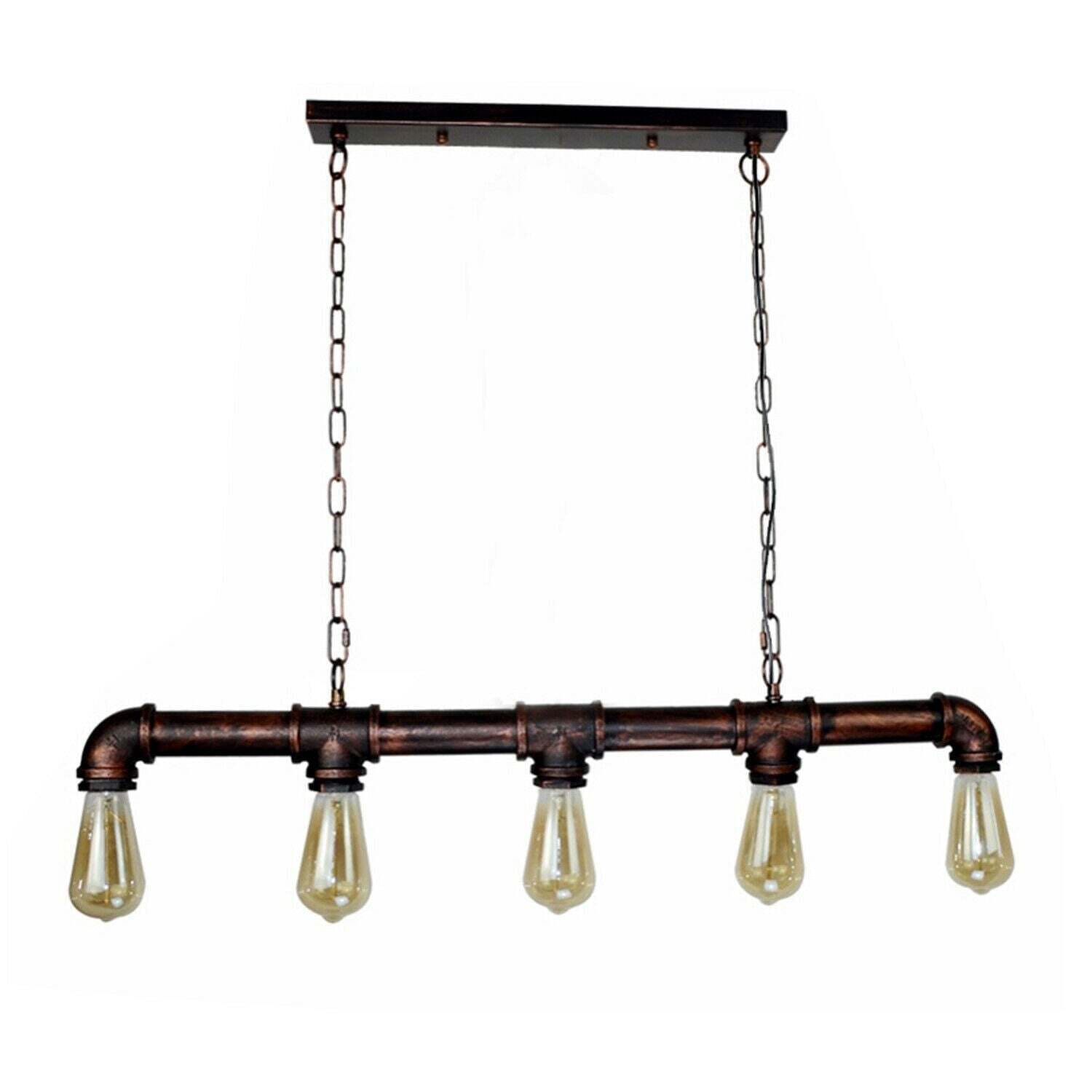 Industrial Farmhouse Pendant Light 5 light Ceiling Steampunk Metal Pipe Pendant Lamp~1340