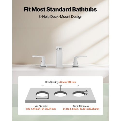 Roman Tub Faucet, 3 Hole Waterfall Bathtub Faucet, Bath Tubs Faucets Set with 2 Handles, Roman Tub Faucets Deck Mount for Pet Washing, Baby Care, Adult Bathing, Silver, Right-Angle Tub Faucet