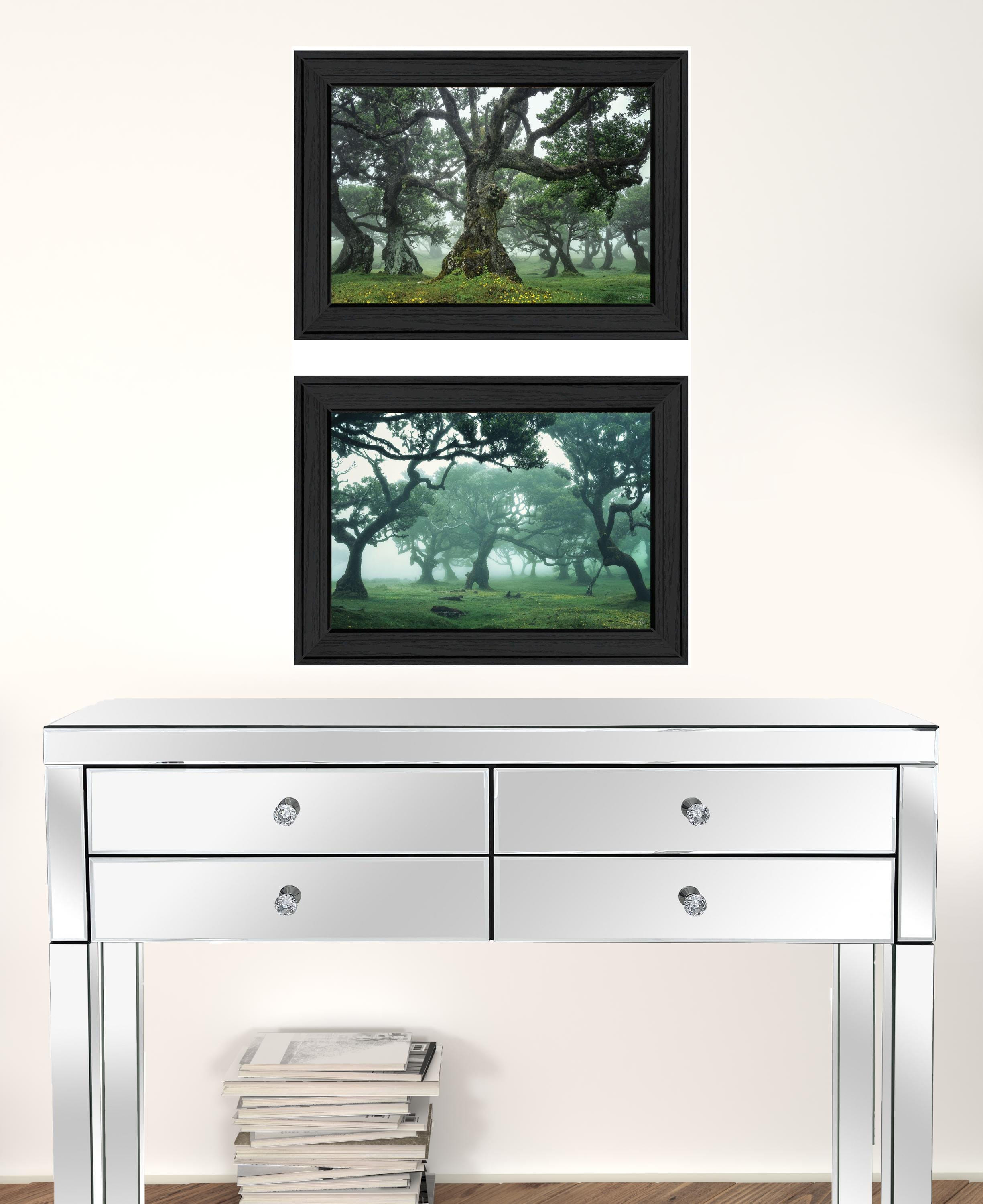 Set Of Two Enchanted Forest 2 Black Framed Print Wall Art