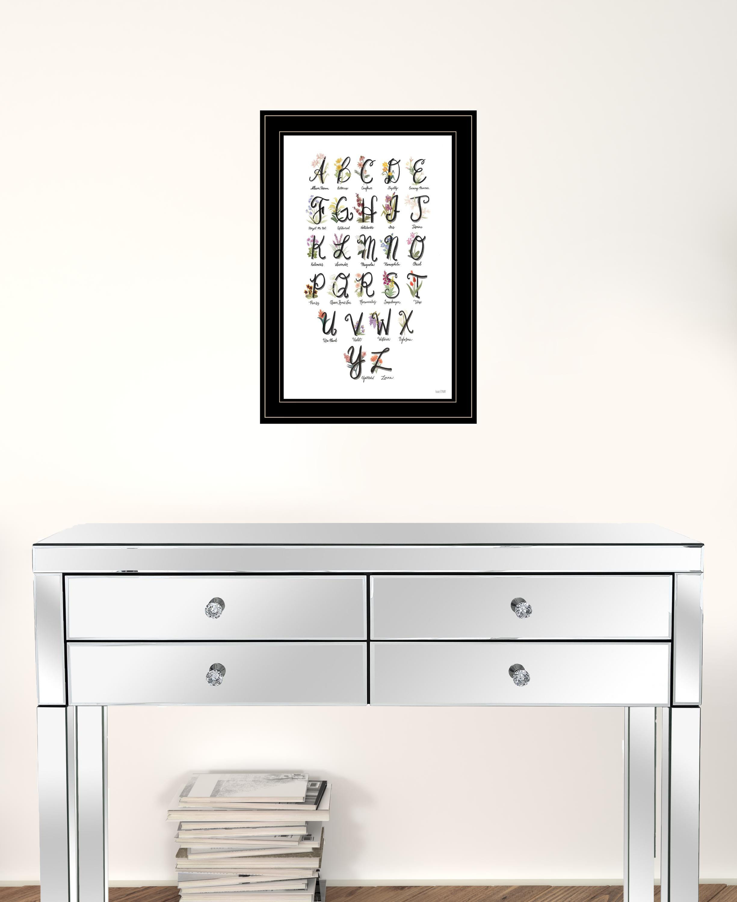 Flower Alphabet 2 Black Framed Print Wall Art
