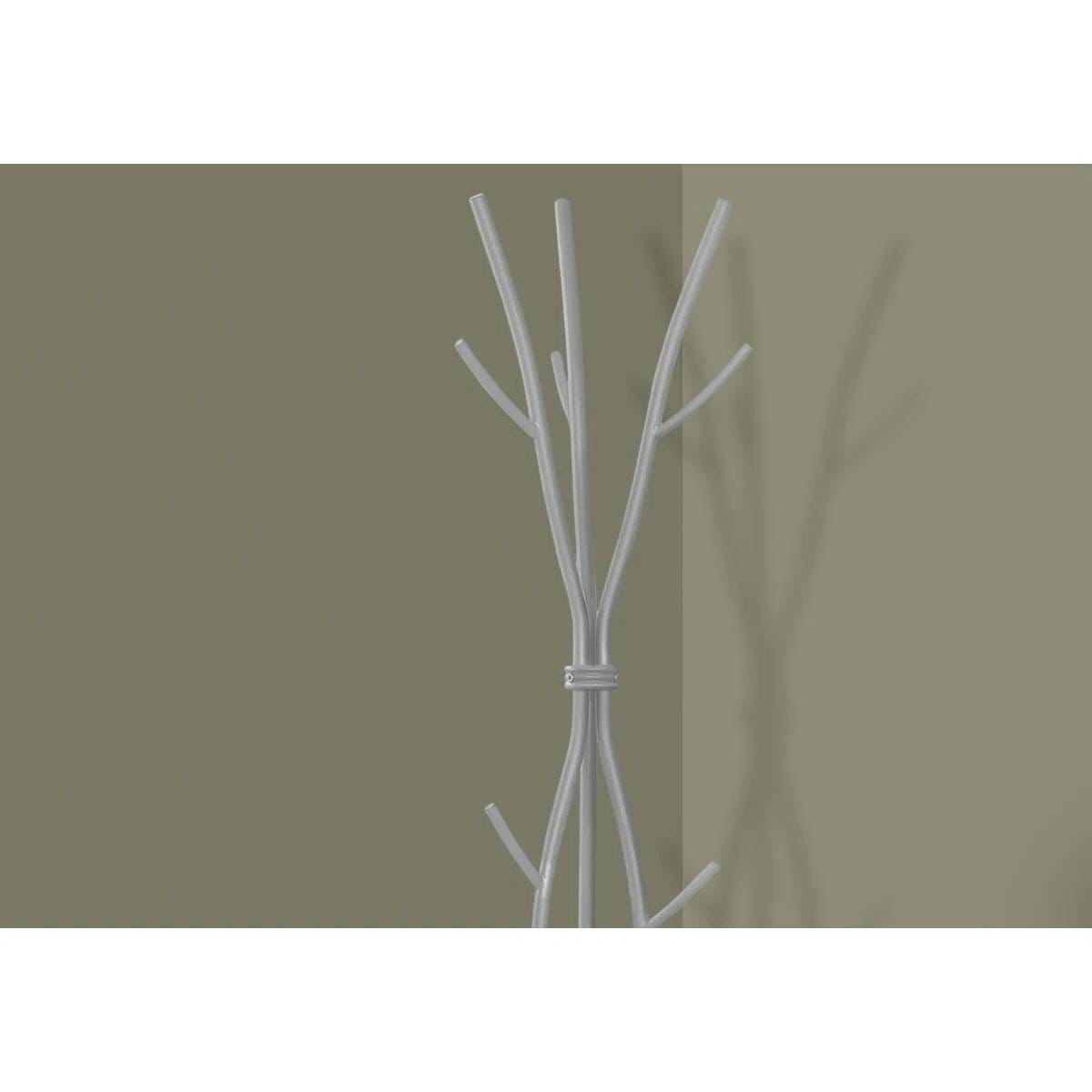 74-inch Freestanding Silver Metal Coat Rack Entryway Hall Tree Umbrella Stand