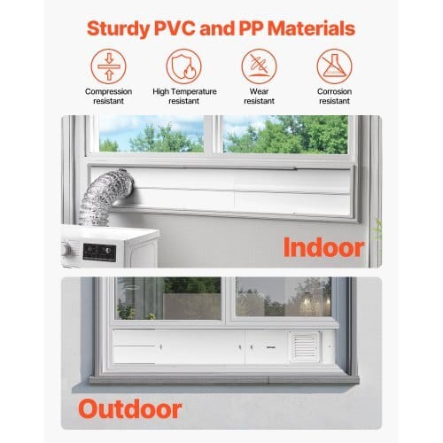 Dryer Vent Window Kit, Fits 4-Inch Exhaust Hoses, Adjustable Length for Adapts Sliding Windows of Different Heights, Sturdy PVC and PP Materials, Dual Protections & Multi-layer Sealing Design