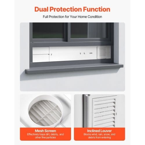 Dryer Vent Window Kit, Fits 4-Inch Exhaust Hoses, Adjustable Length for Adapts Sliding Windows of Different Heights, Sturdy PVC and PP Materials, Dual Protections & Multi-layer Sealing Design