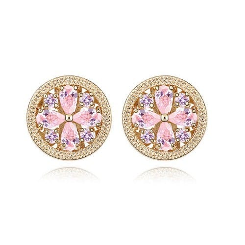 Delicate Daisy Button Design Ear Studs - Pink