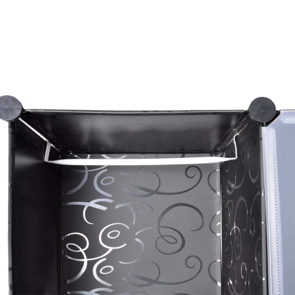 Modular Cabinet with 14 Compartments Black and White 14.6"x57.5"x71.1