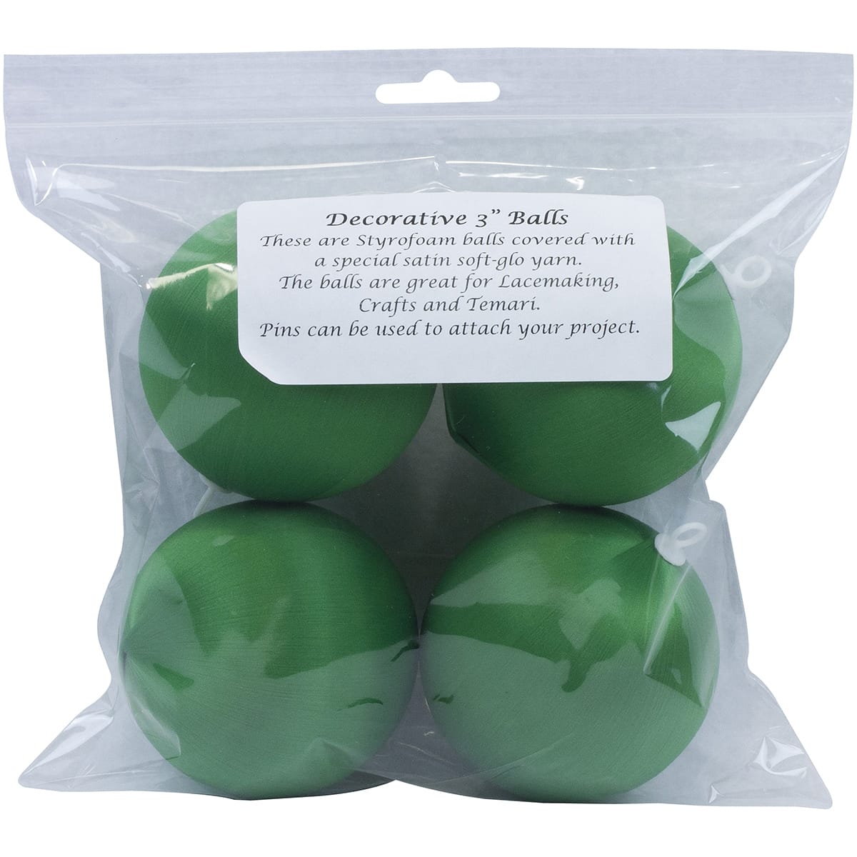 Handy Hands Decor Satin Covered Styrofoam Balls 3 4/Pkg-Christmas Green (1 Pkg)