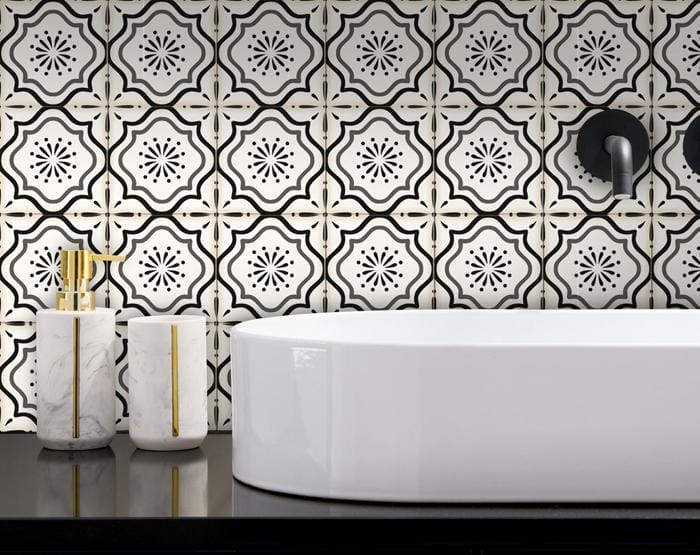 7" X 7" Black And White Mosaic Peel And Stick Removable Tiles