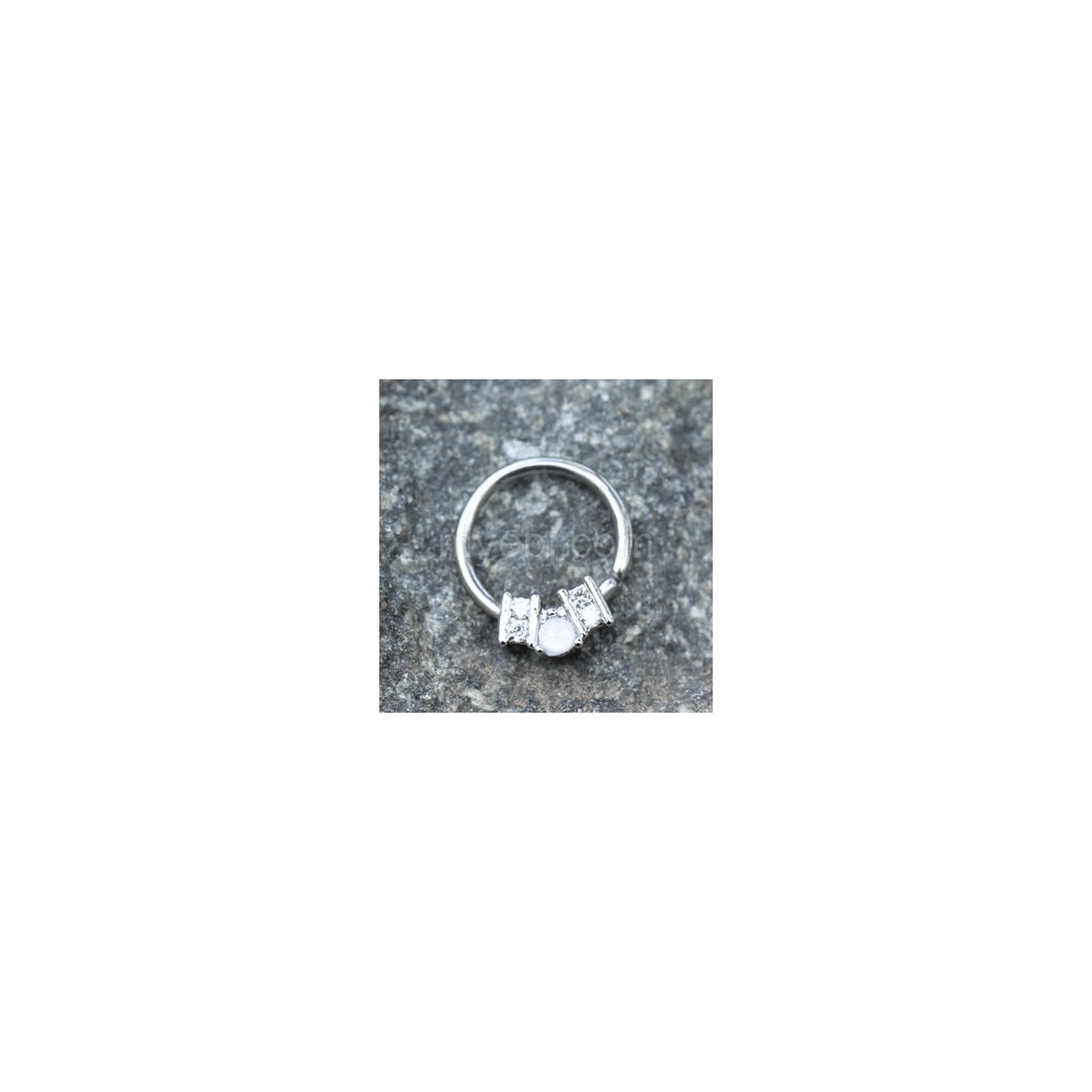 316L Stainless Steel Ornate Multi-Jeweled Seamless Ring / Septum Ring