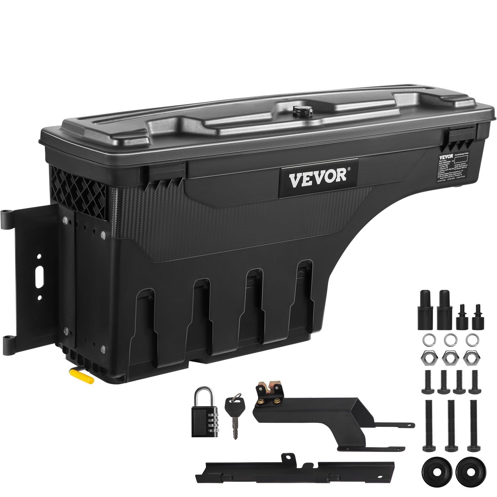 Truck Bed Storage Box, Lockable with Password Padlock, 6.6 Gal/25 L ABS Wheel Well Tool Box, Waterproof and Durable, Compatible with Ford F-150 2015-2021, Drivers Side (Left)