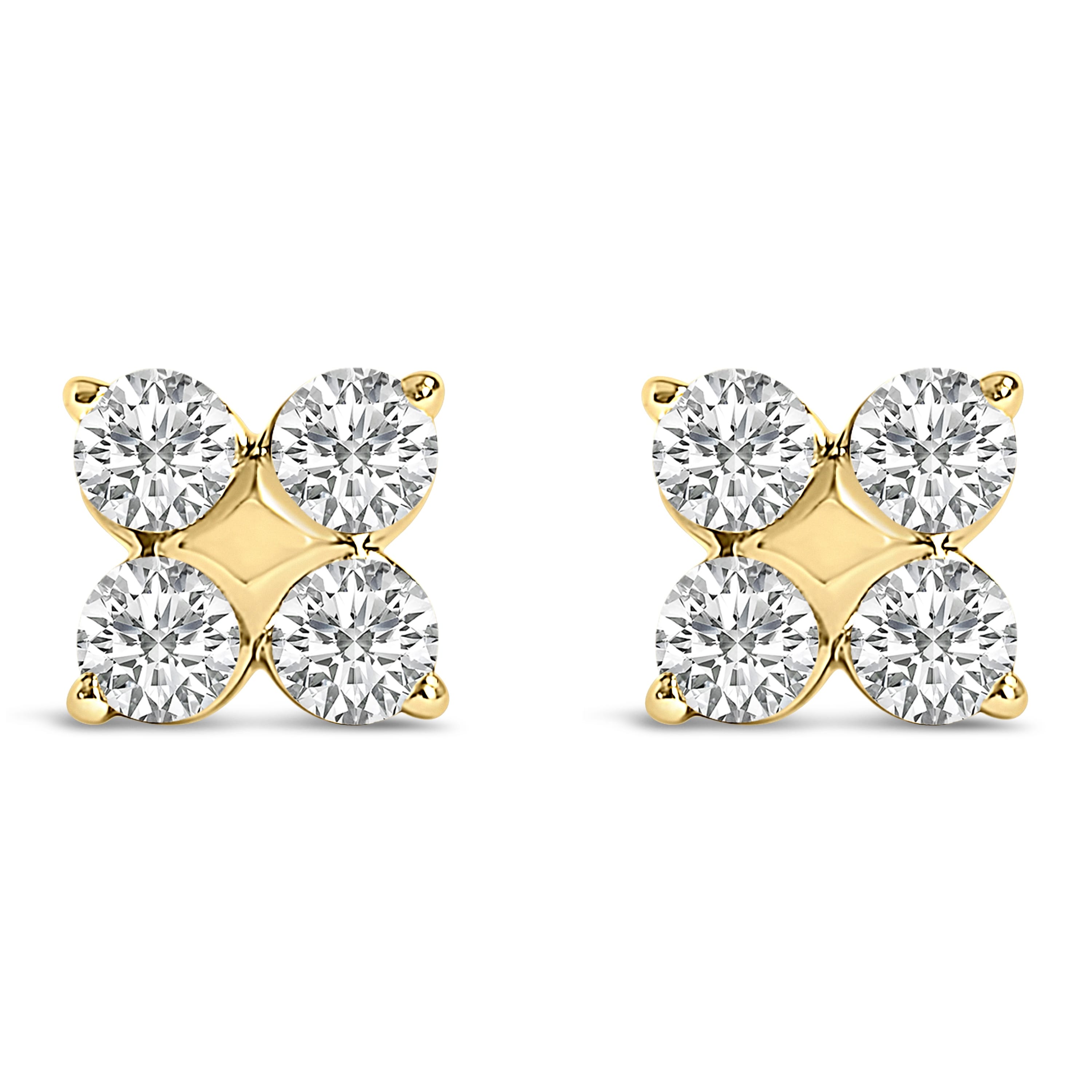 10K Yellow Gold 1/2 Cttw Lab Grown Diamond Snowflake Stud Earrings