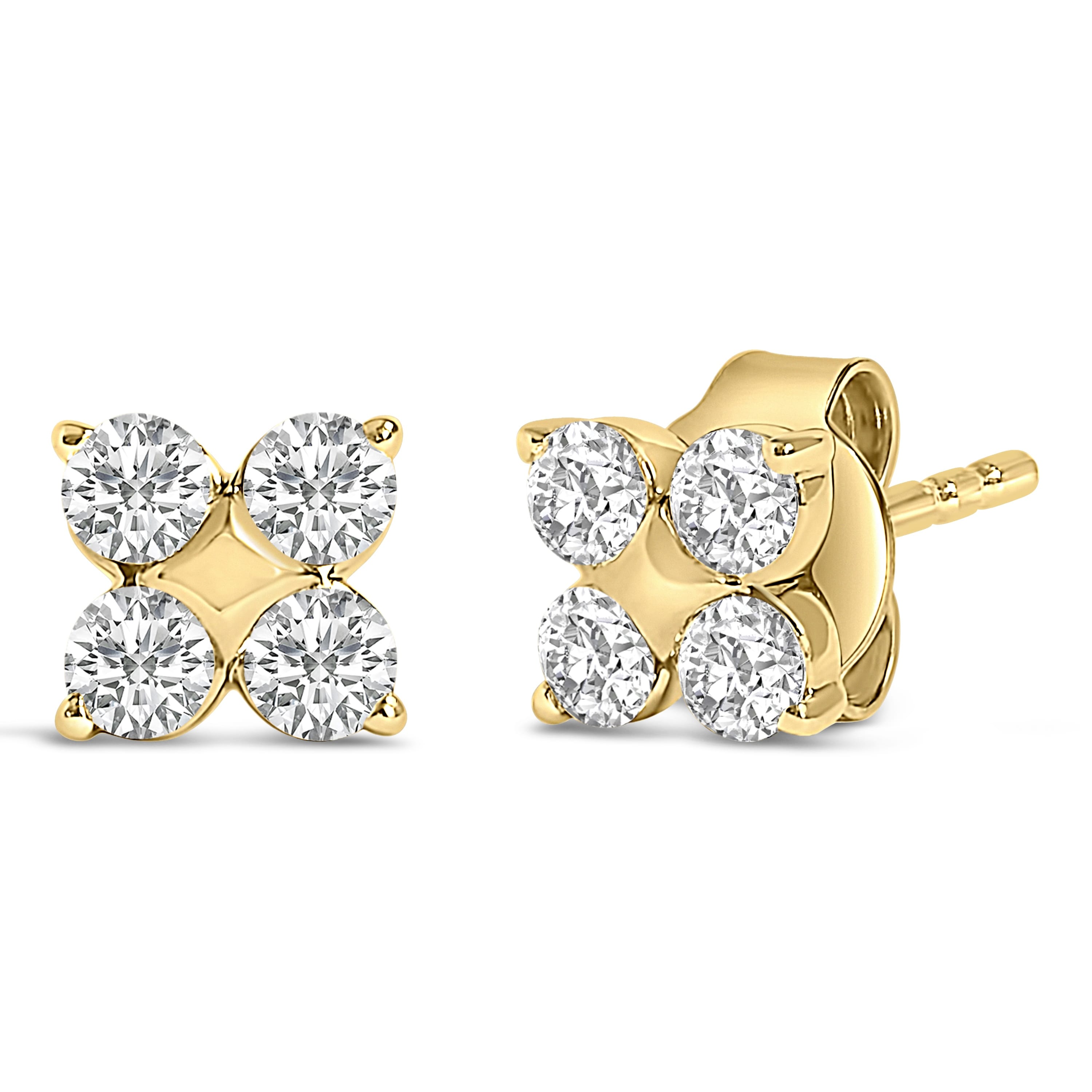 10K Yellow Gold 1/2 Cttw Lab Grown Diamond Snowflake Stud Earrings