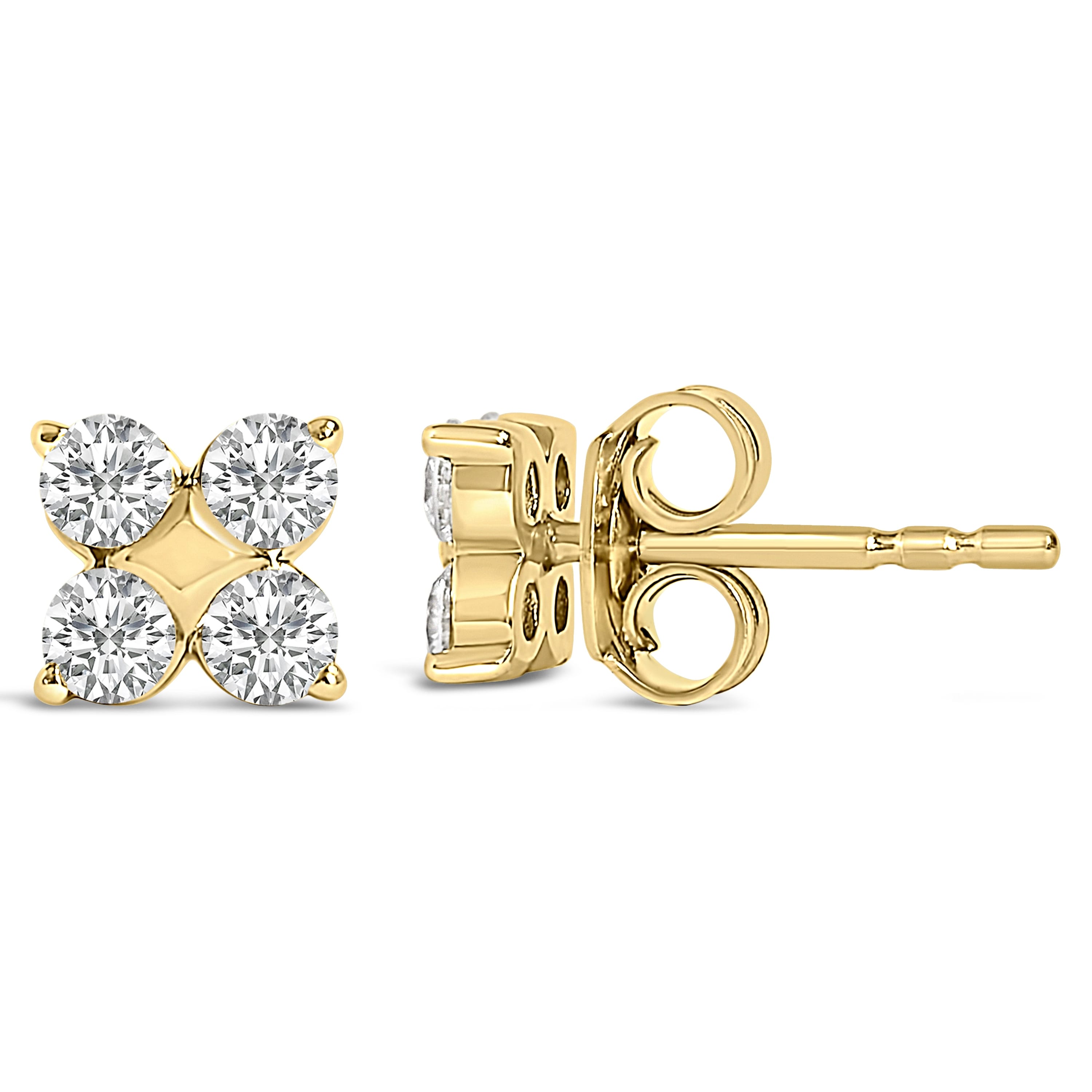 10K Yellow Gold 1/2 Cttw Lab Grown Diamond Snowflake Stud Earrings