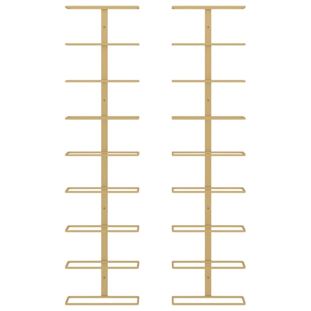 Wall-mounted Wine Rack for 9 Bottles 2 pcs Gold Iron