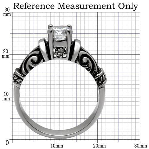 TK082 - High polished (no plating) Stainless Steel Ring with AAA Grade CZ in Clear
