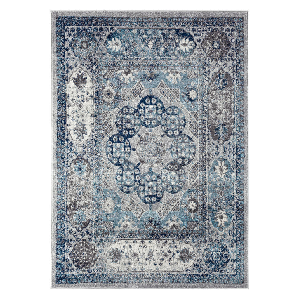 8' X 10' Blue and Gray Medallion Power Loom Area Rug