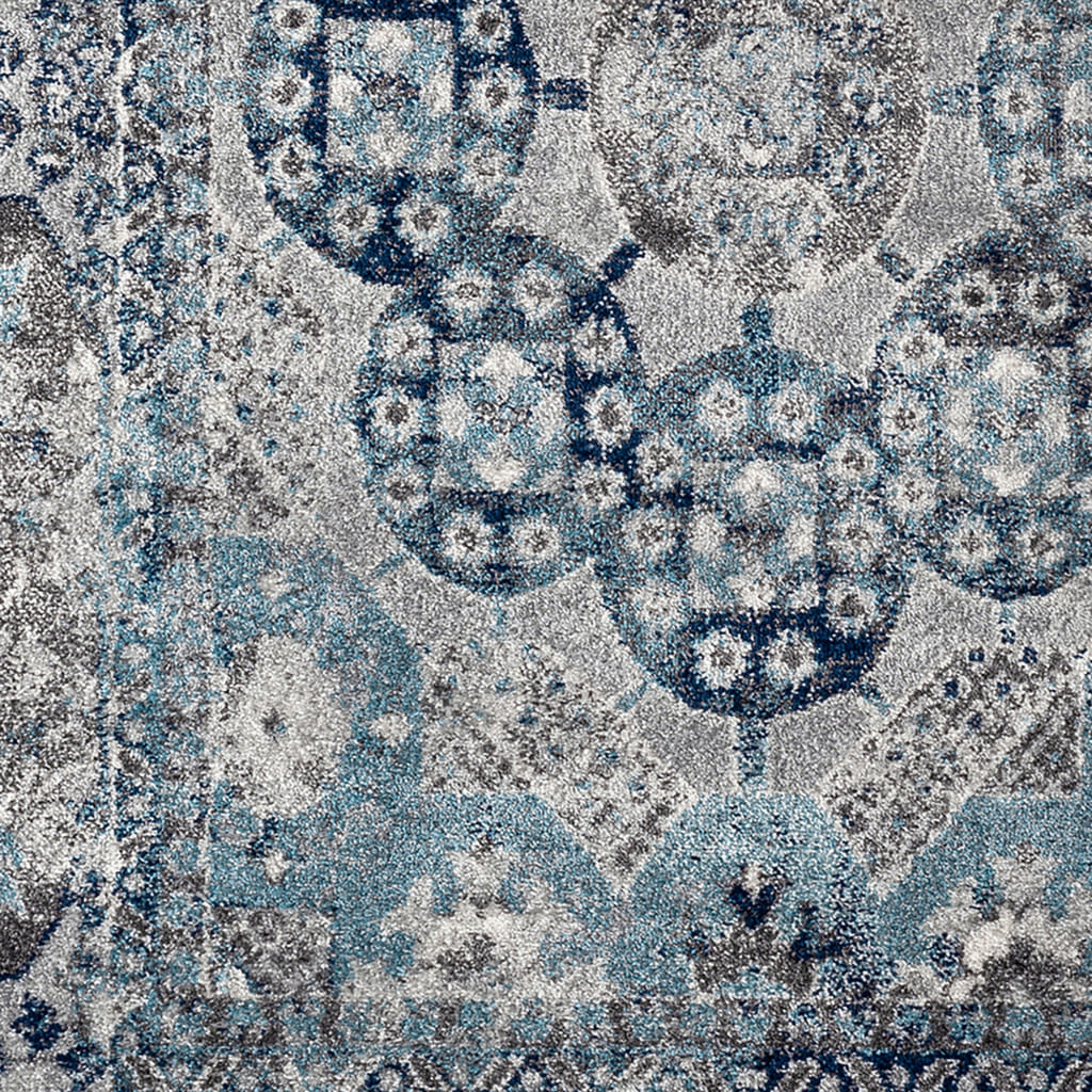8' X 10' Blue and Gray Medallion Power Loom Area Rug