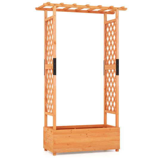 Raised Garden Bed with Arch Trellis-Orange - Color: Orange