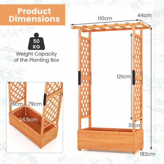 Raised Garden Bed with Arch Trellis-Orange - Color: Orange