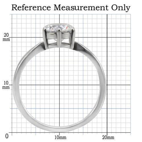 TK071 - High polished (no plating) Stainless Steel Ring with AAA Grade CZ in Clear