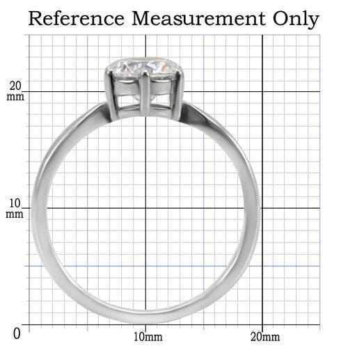 TK071 - High polished (no plating) Stainless Steel Ring with AAA Grade CZ in Clear