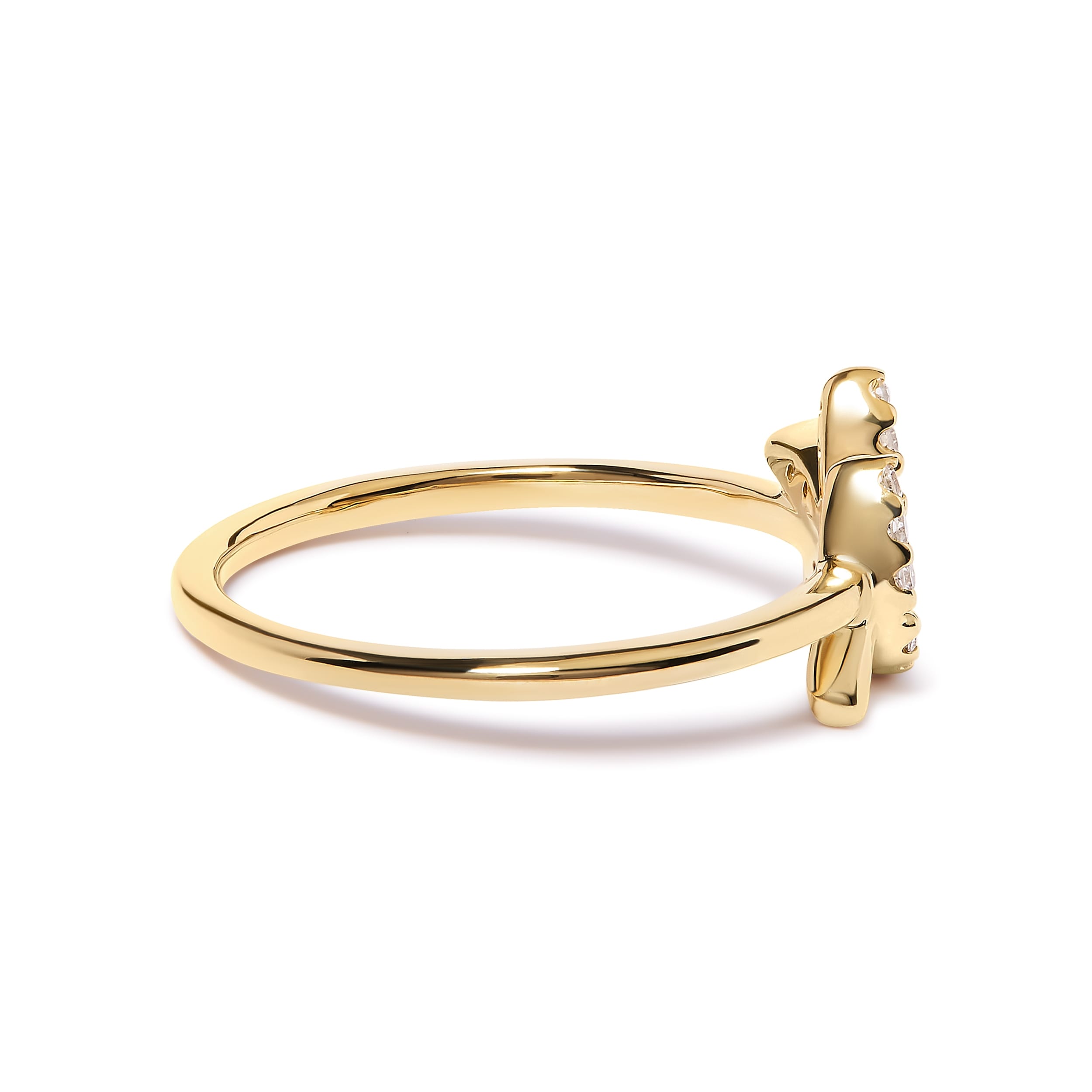 10K Yellow Gold 1/10 Cttw Diamond Leaf and Branch Ring (H-I Color, I1-I2 Clarity) - Ring Size 6
