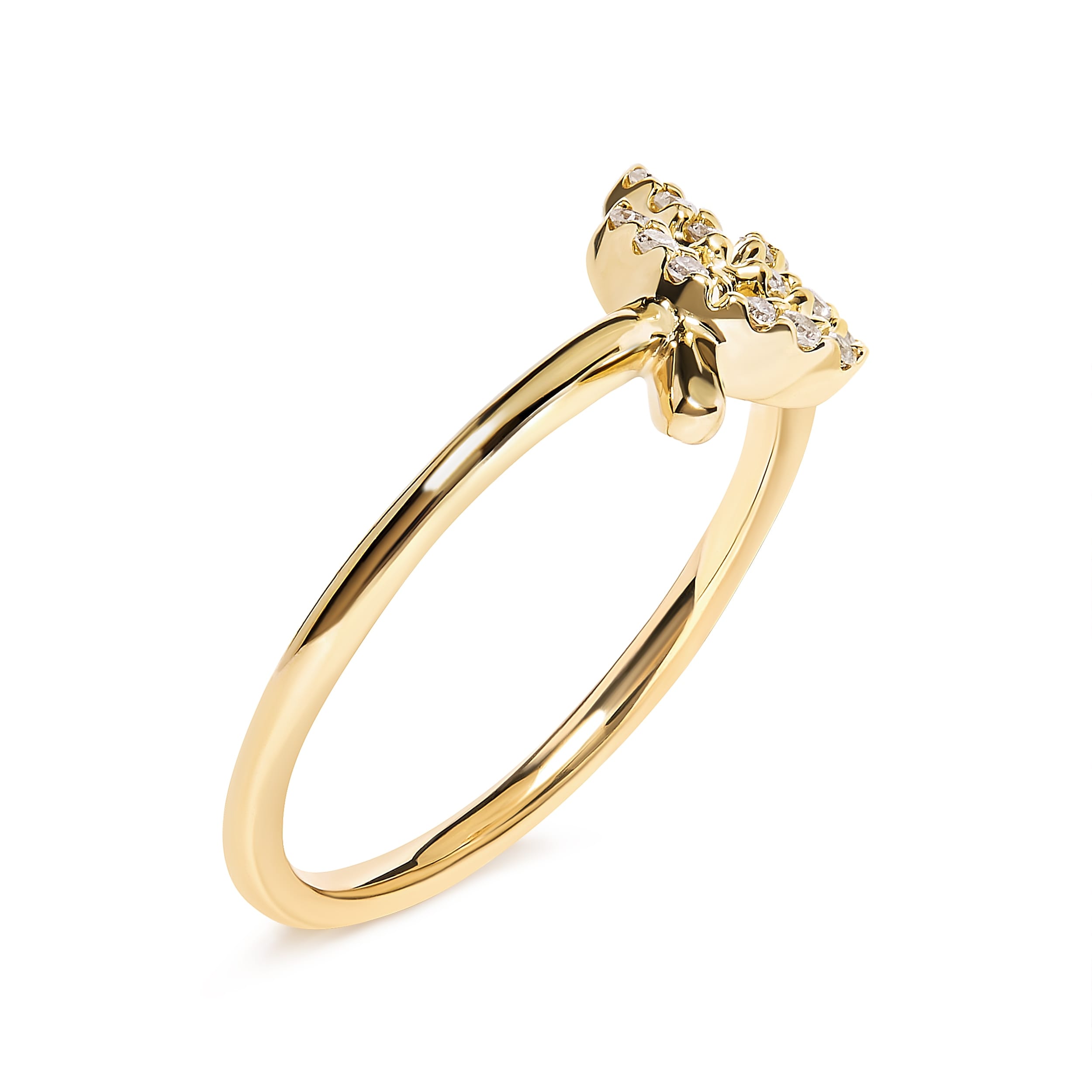 10K Yellow Gold 1/10 Cttw Diamond Leaf and Branch Ring (H-I Color, I1-I2 Clarity) - Ring Size 6