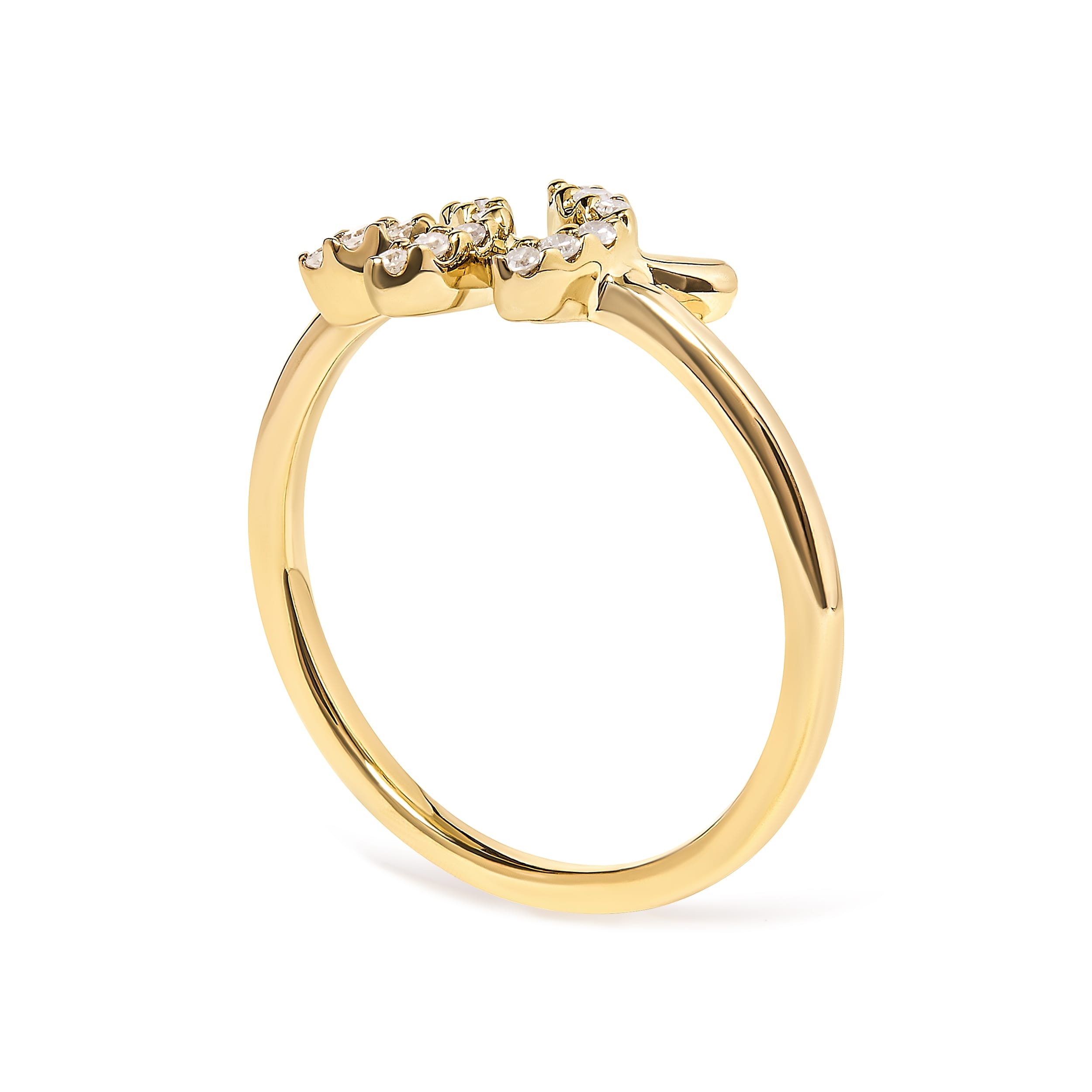 10K Yellow Gold 1/10 Cttw Diamond Leaf and Branch Ring (H-I Color, I1-I2 Clarity) - Ring Size 6