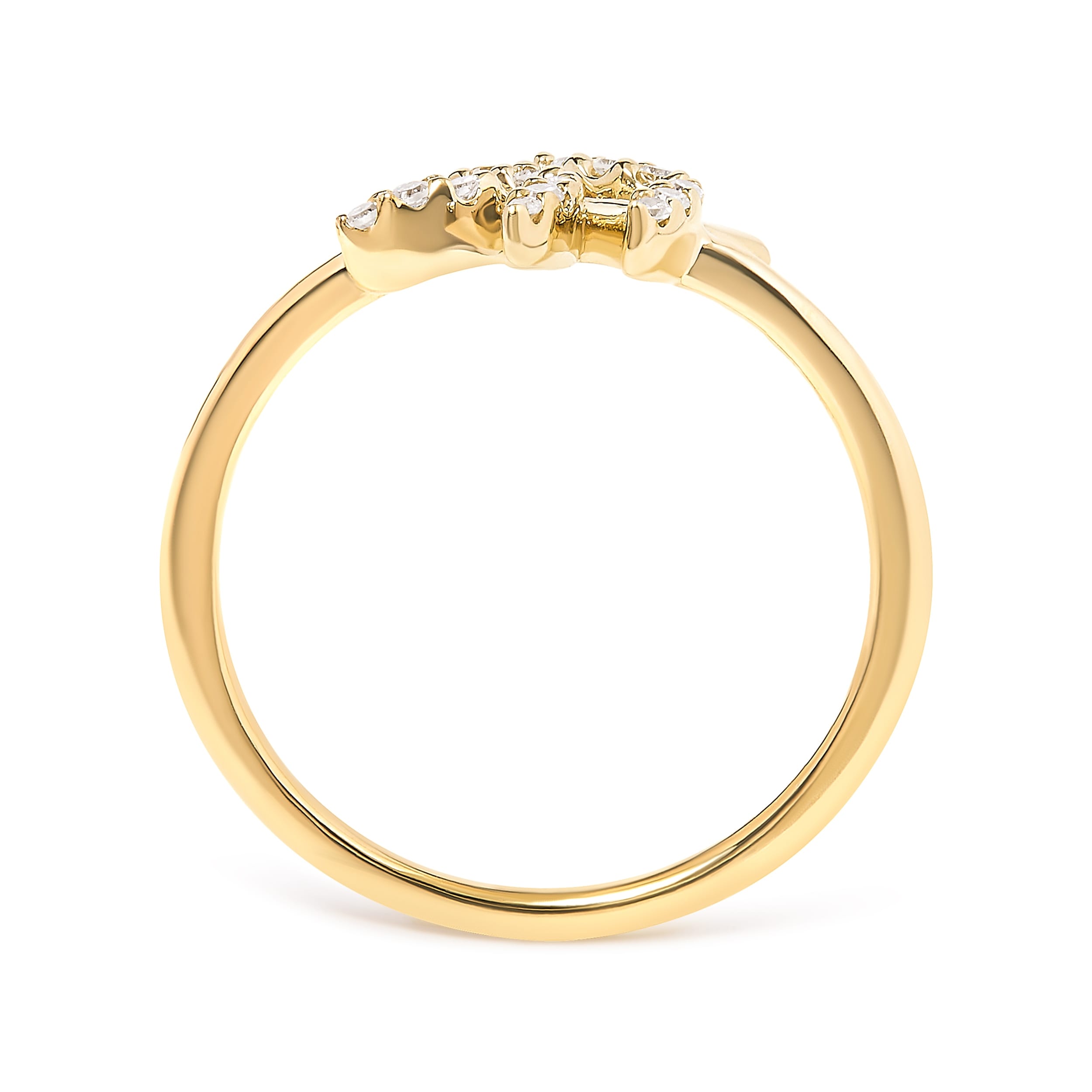 10K Yellow Gold 1/10 Cttw Diamond Leaf and Branch Ring (H-I Color, I1-I2 Clarity) - Ring Size 6
