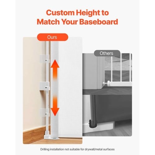Retractable Baby Gate, Extends to 57 inch Wide, 38.5 inch Tall, with Security Lock, Easy to Use, Walk Through Without Tripping, Mesh Dog Gate for Stairs, Hallways, Indoor/Outdoor, White