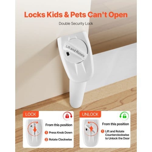 Retractable Baby Gate, Extends to 57 inch Wide, 38.5 inch Tall, with Security Lock, Easy to Use, Walk Through Without Tripping, Mesh Dog Gate for Stairs, Hallways, Indoor/Outdoor, White