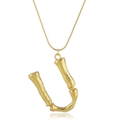 Punk High Fashion Alphabets Golden Alloy Costume Necklace - U