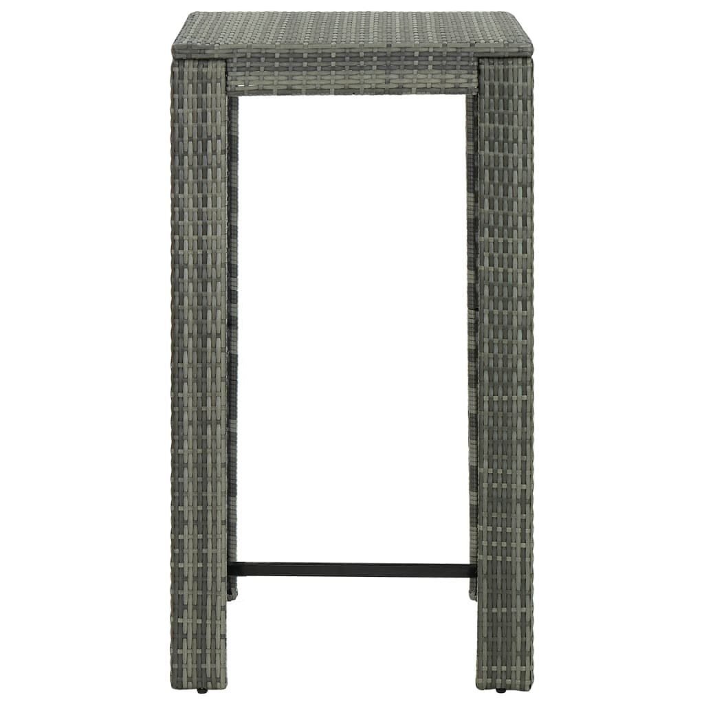 5 Piece Patio Bar Set with Cushions Poly Rattan Gray