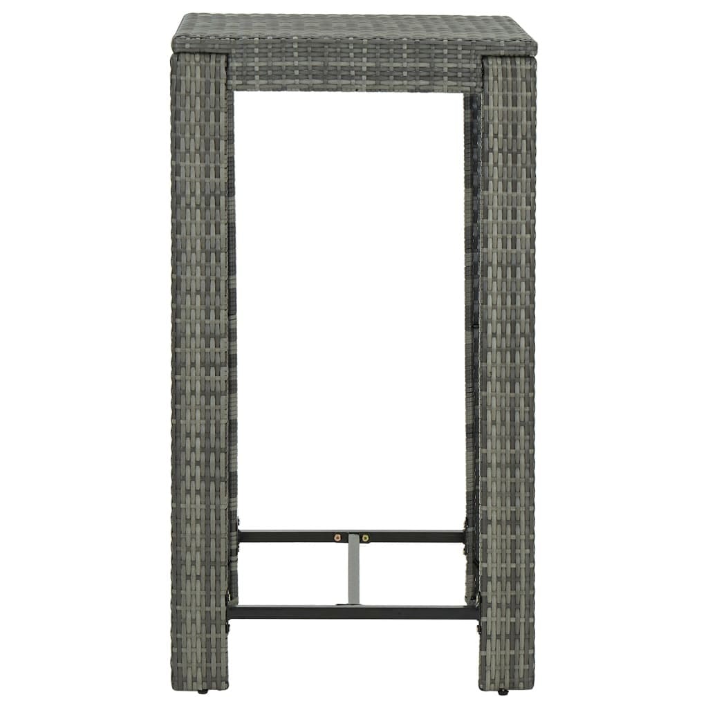 5 Piece Patio Bar Set with Cushions Poly Rattan Gray