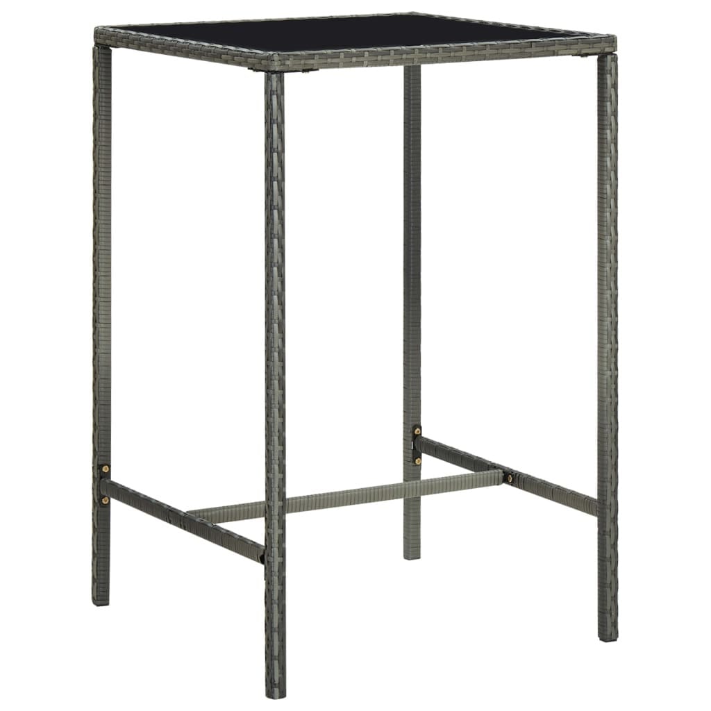 5 Piece Patio Bar Set with Cushions Poly Rattan Gray
