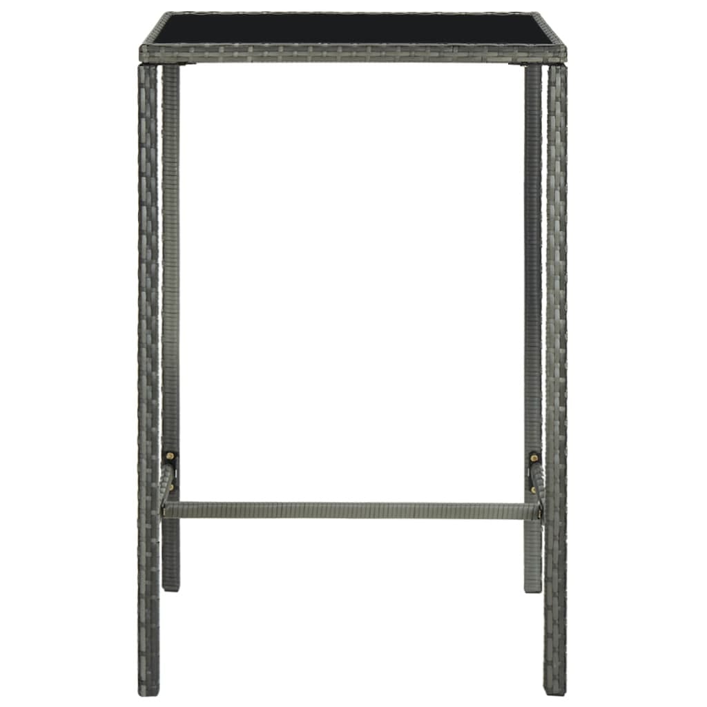 5 Piece Patio Bar Set with Cushions Poly Rattan Gray