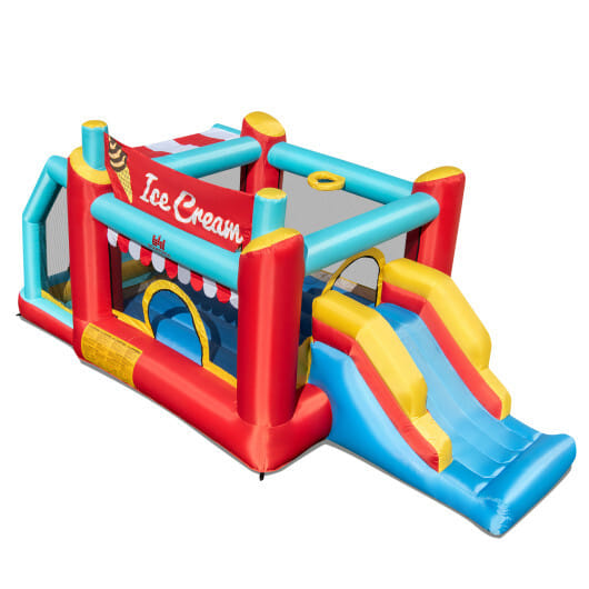 5-in-1 Ice Cream Inflatable Bounce House with Ball Pit and Slide without Blower - Color: Multicolor