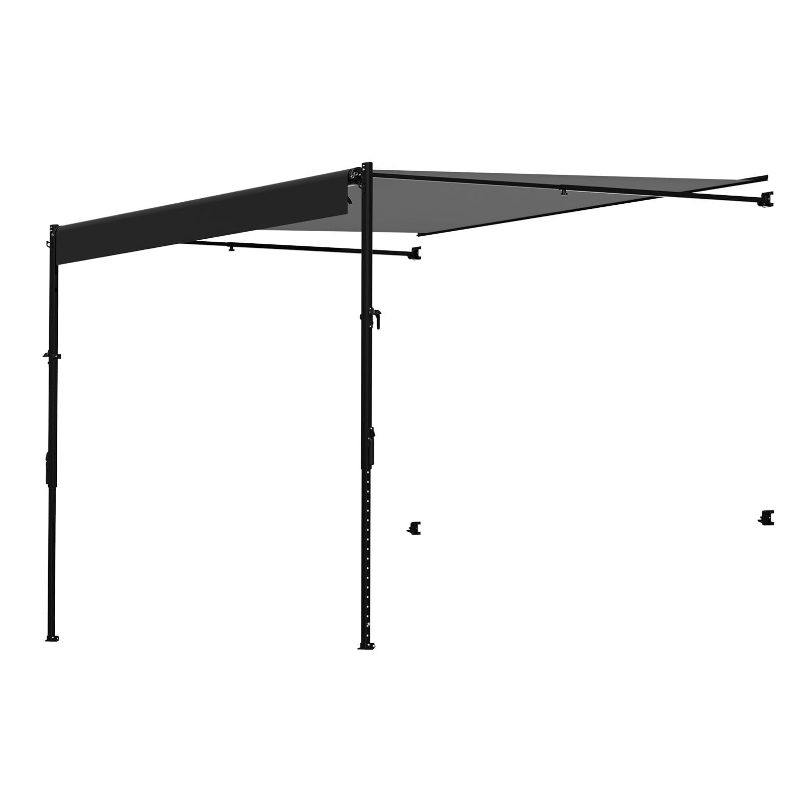 Manual RV Awning Complete Kit, 14' Retractable Awning with Aluminum Alloy Frame, Outdoor Trailer Awning, Fit for Most RVs(Black Fade)