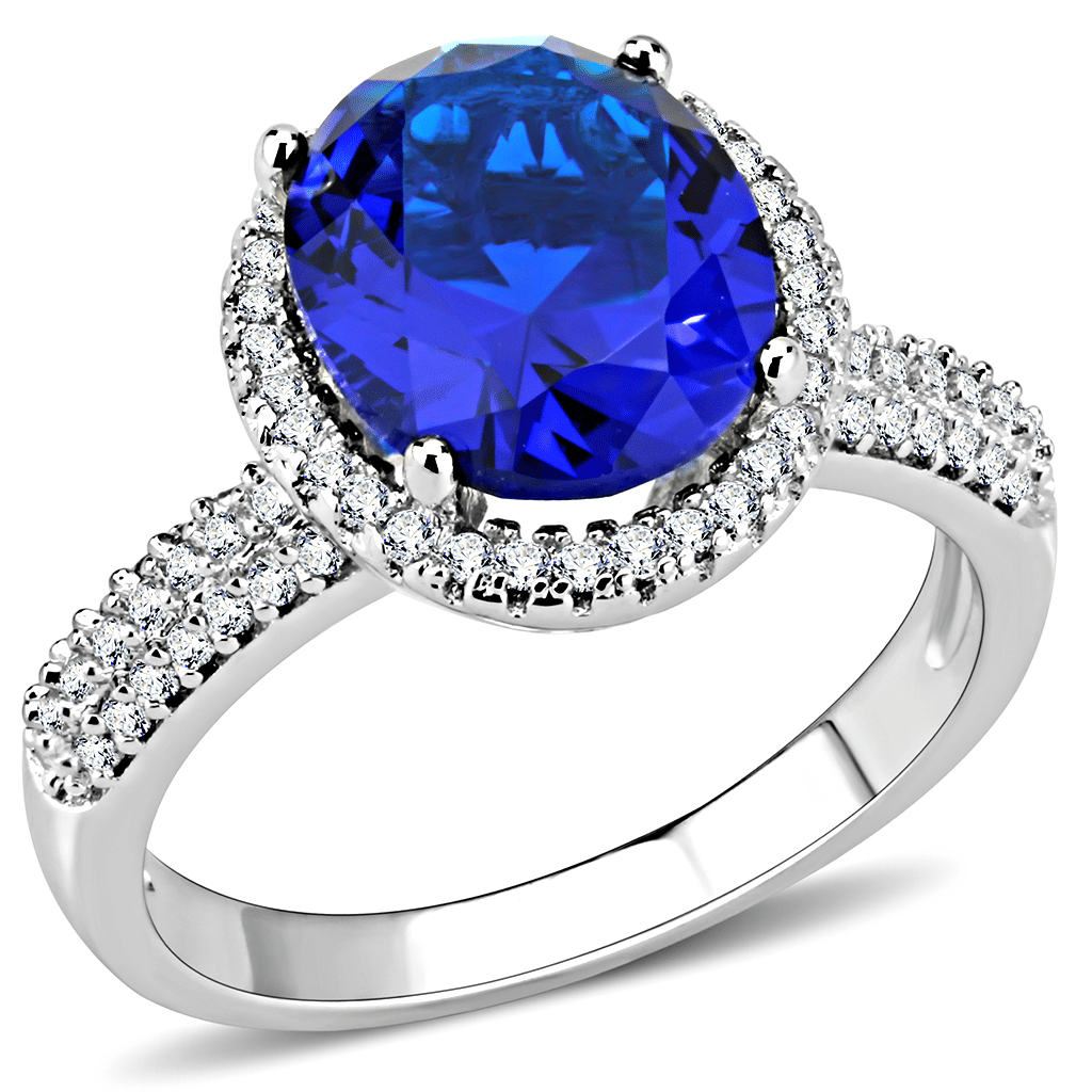 3W1516 - Rhodium Brass Ring with Synthetic in Montana