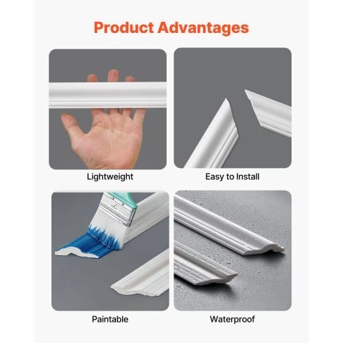 Wall Molding 6 Pack, Wainscoting Panels Kit, Lightweight Paintable Polystyrene, Easy to Install, Waterproof Accent Wall Trim for Interior D?©cor Living Room, Bedroom, White (24x54 + 24x24 in)
