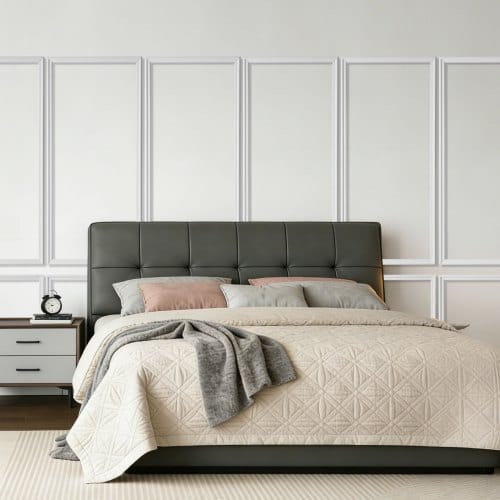 Wall Molding 6 Pack, Wainscoting Panels Kit, Lightweight Paintable Polystyrene, Easy to Install, Waterproof Accent Wall Trim for Interior D?©cor Living Room, Bedroom, White (24x54 + 24x24 in)