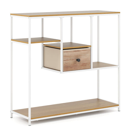 40 Inch Console Table Behind Sofa Couch with Storage-Natural - Color: Natural