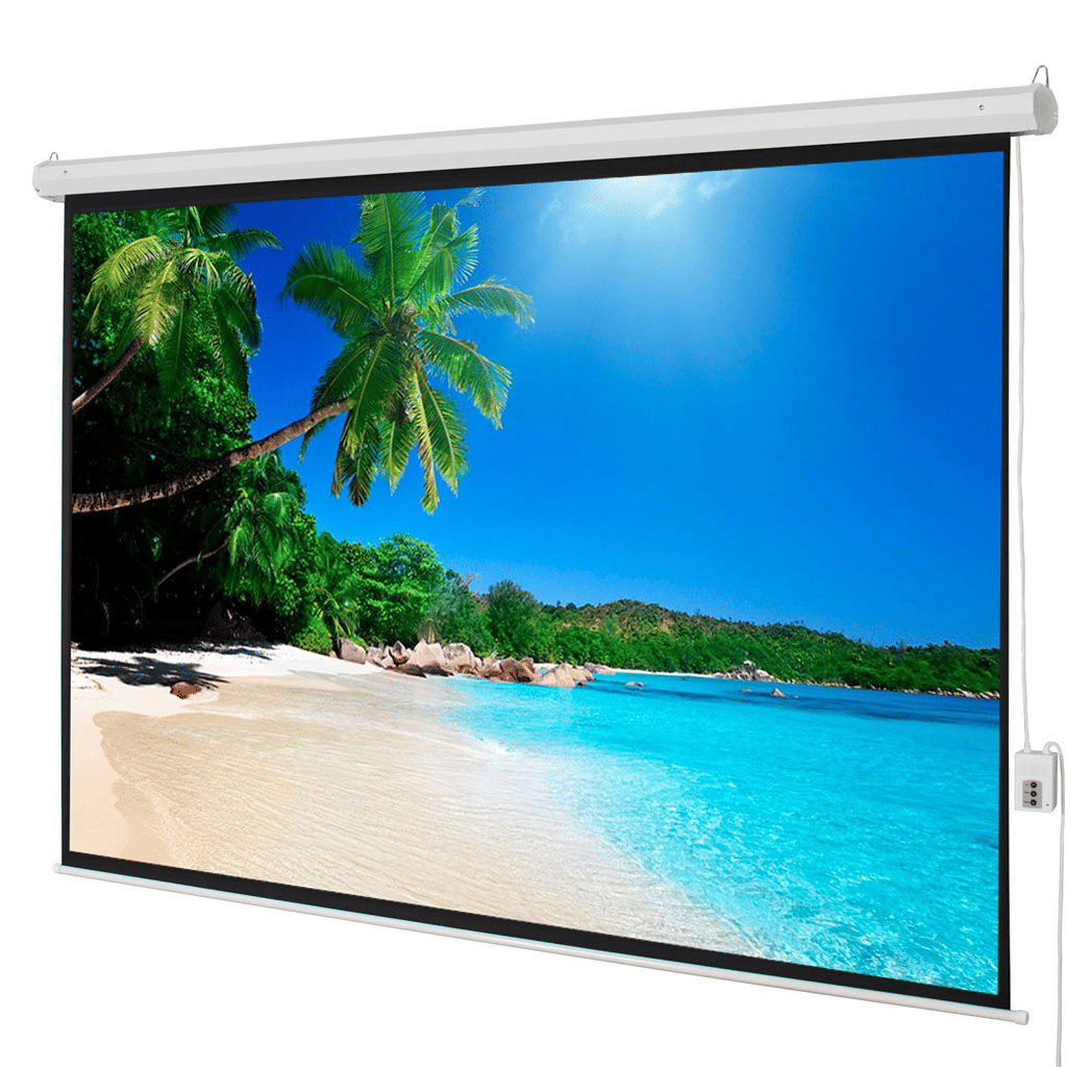 100" 4:3 80" x 60" Viewing Area Motorized Projector Screen with Remote Control Matte White
