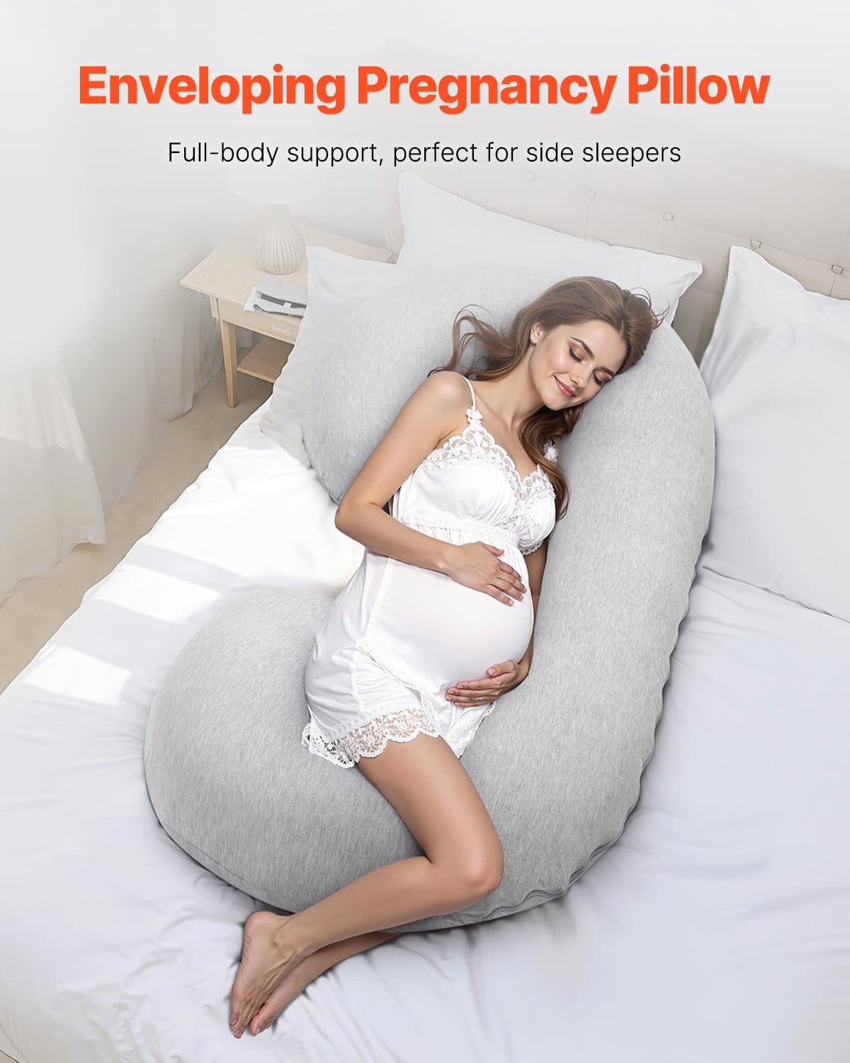 Pregnancy Pillow, C-Shaped Full Body Maternity Pillow for Sleeping, Ultra-Soft and Breathable Pregnant Support Pillows with Removable & Washable Cover, Perfect for Back, Belly, Hip, Legs Relief