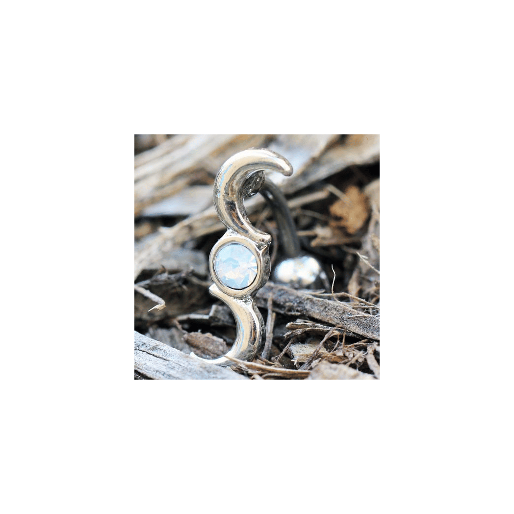 316L Stainless Steel Crescent and Full Moon Top Down Navel Ring