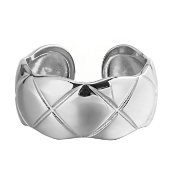 Simple Rhombus Pattern 925 Sterling Silver Adjustable Ring