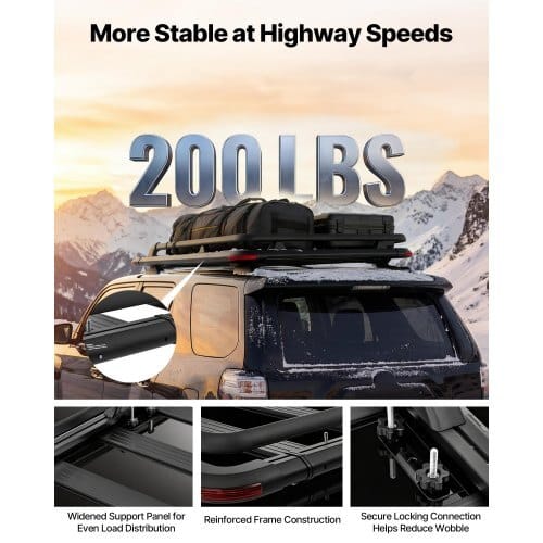 Roof Rack Cargo Basket, 64 x 39 x 4.53 in, Heavy Duty Roof Top Carrier Basket with Extension, 200 lbs Capacity, All-Weather Car Top Luggage Holder, Universal Fit for SUVs Trucks Vehicles Pickups
