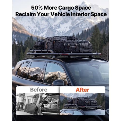 Roof Rack Cargo Basket, 64 x 39 x 4.53 in, Heavy Duty Roof Top Carrier Basket with Extension, 200 lbs Capacity, All-Weather Car Top Luggage Holder, Universal Fit for SUVs Trucks Vehicles Pickups