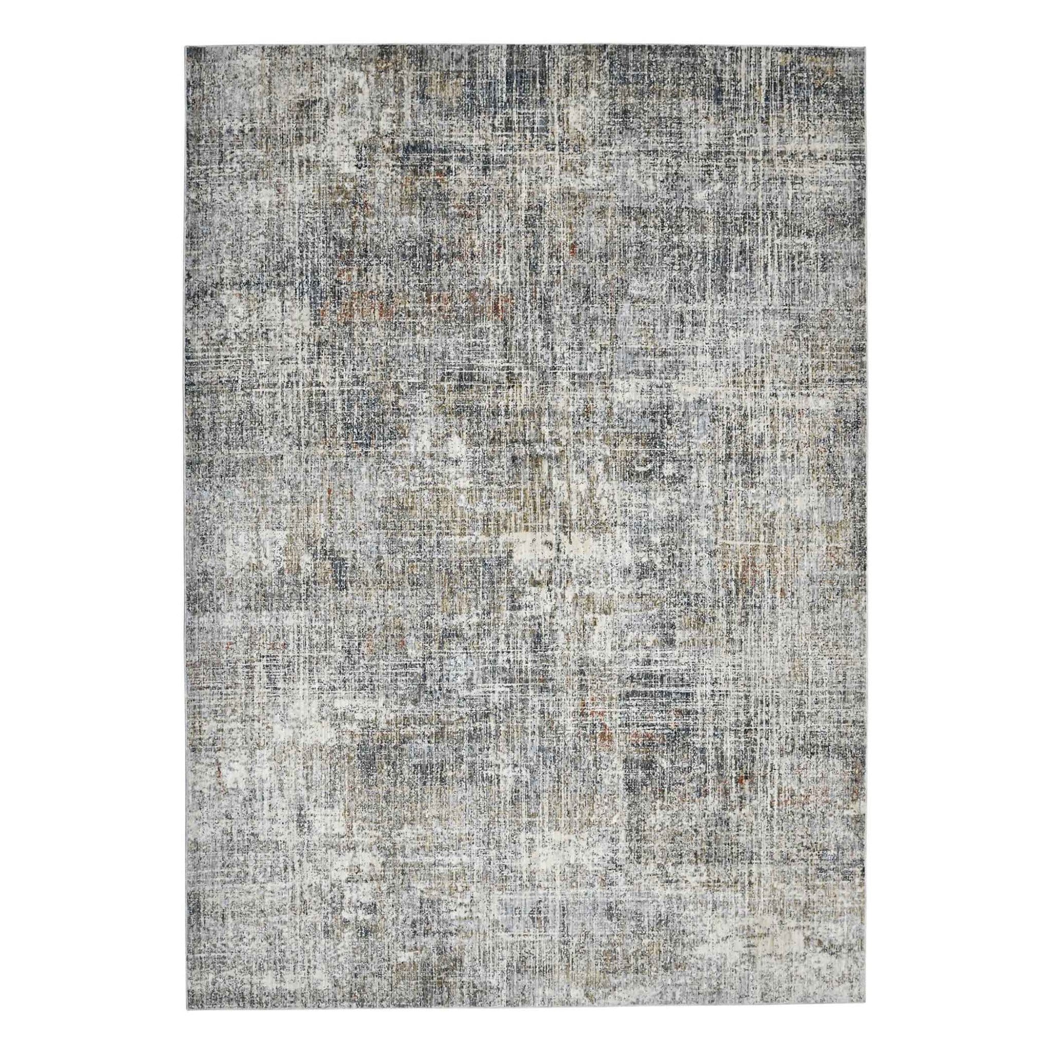 5' X 8' Ivory Navy and Gray Abstract Power Loom Area Rug
