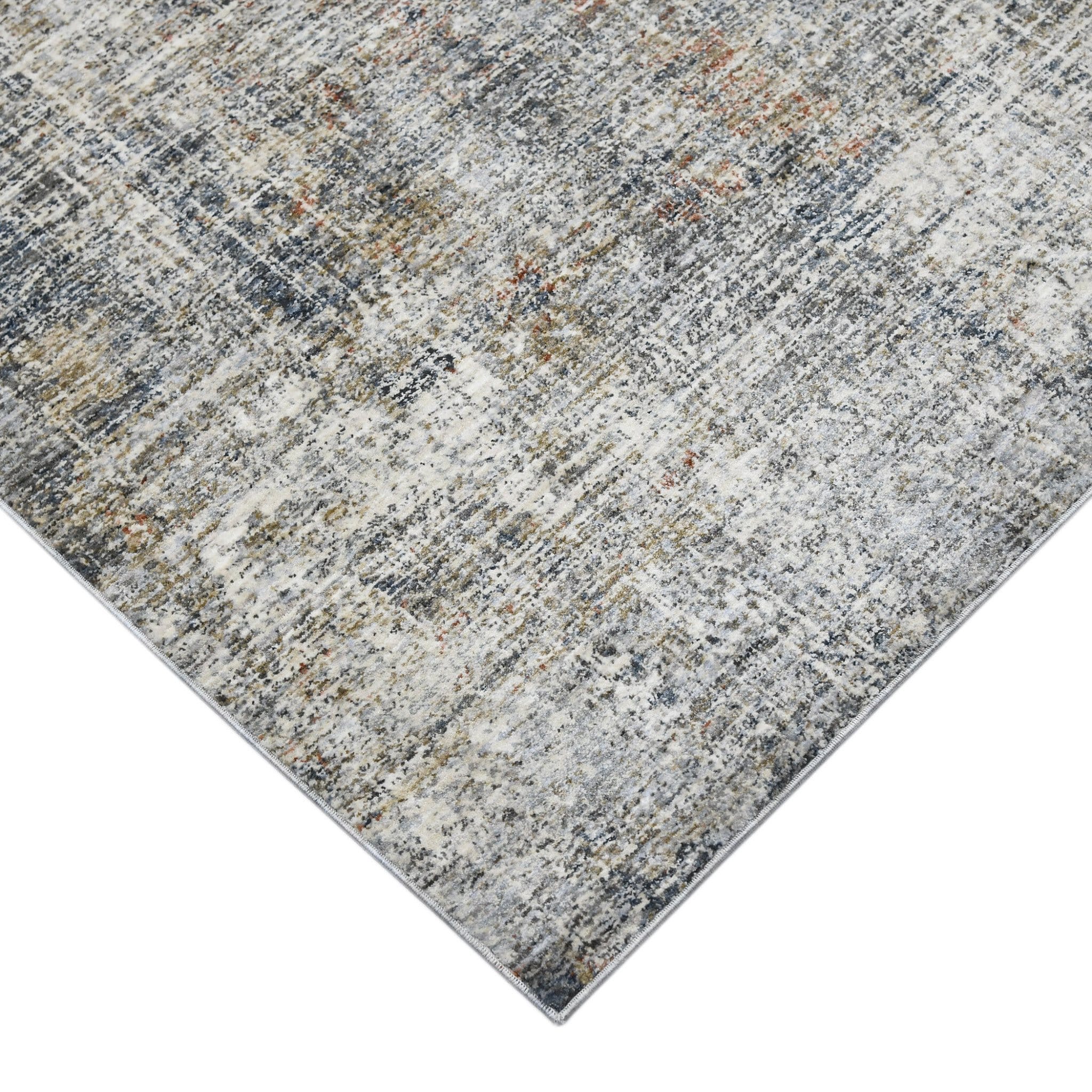 5' X 8' Ivory Navy and Gray Abstract Power Loom Area Rug