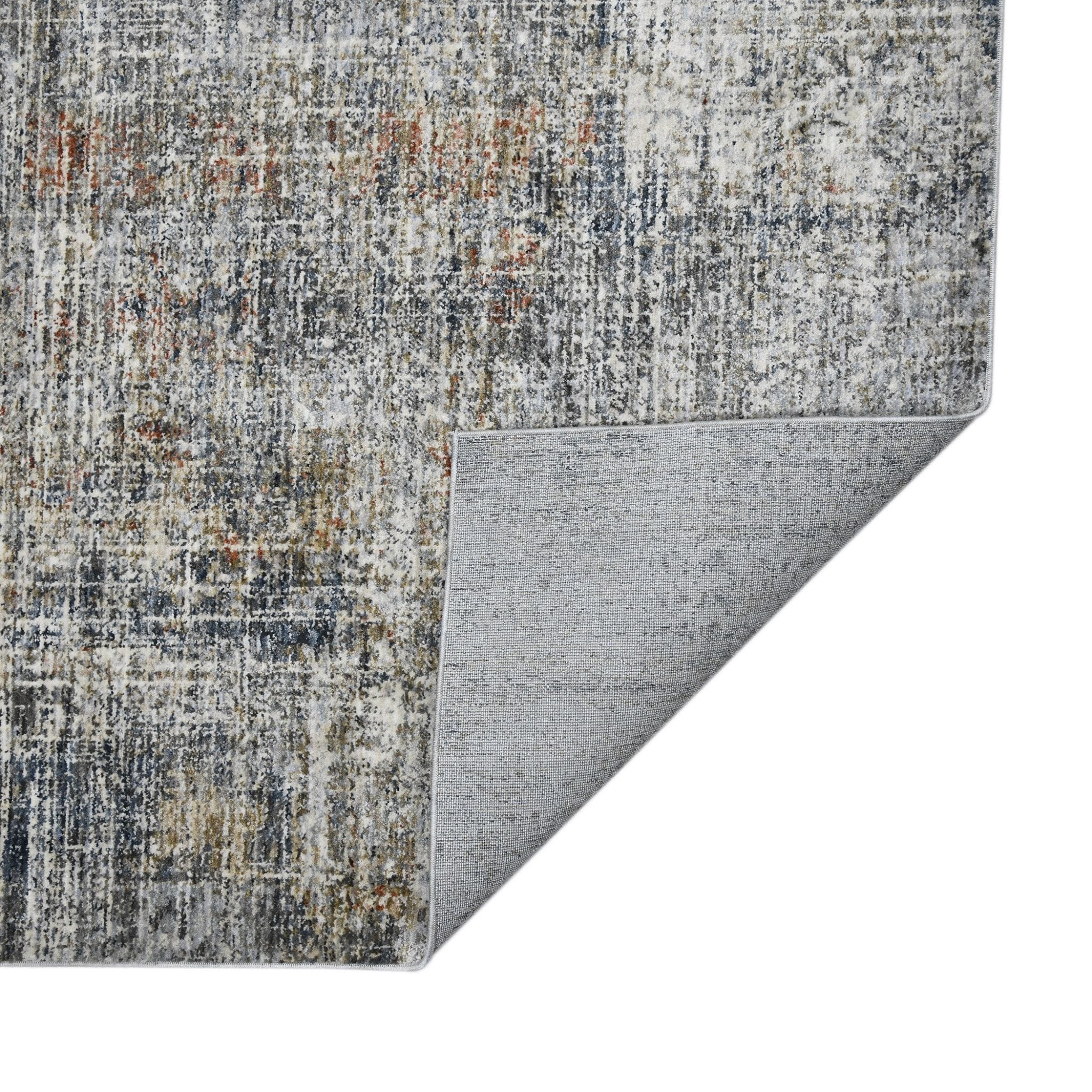 5' X 8' Ivory Navy and Gray Abstract Power Loom Area Rug